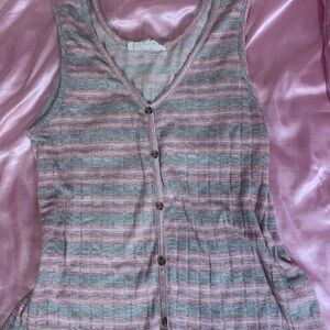 Striped Pink and Gray Women's Top